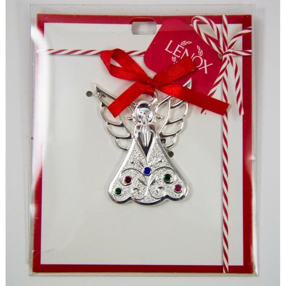 Lenox Jeweled Angel Ornament Silvertone Metal 2.25" NEW - Picture 1 of 3